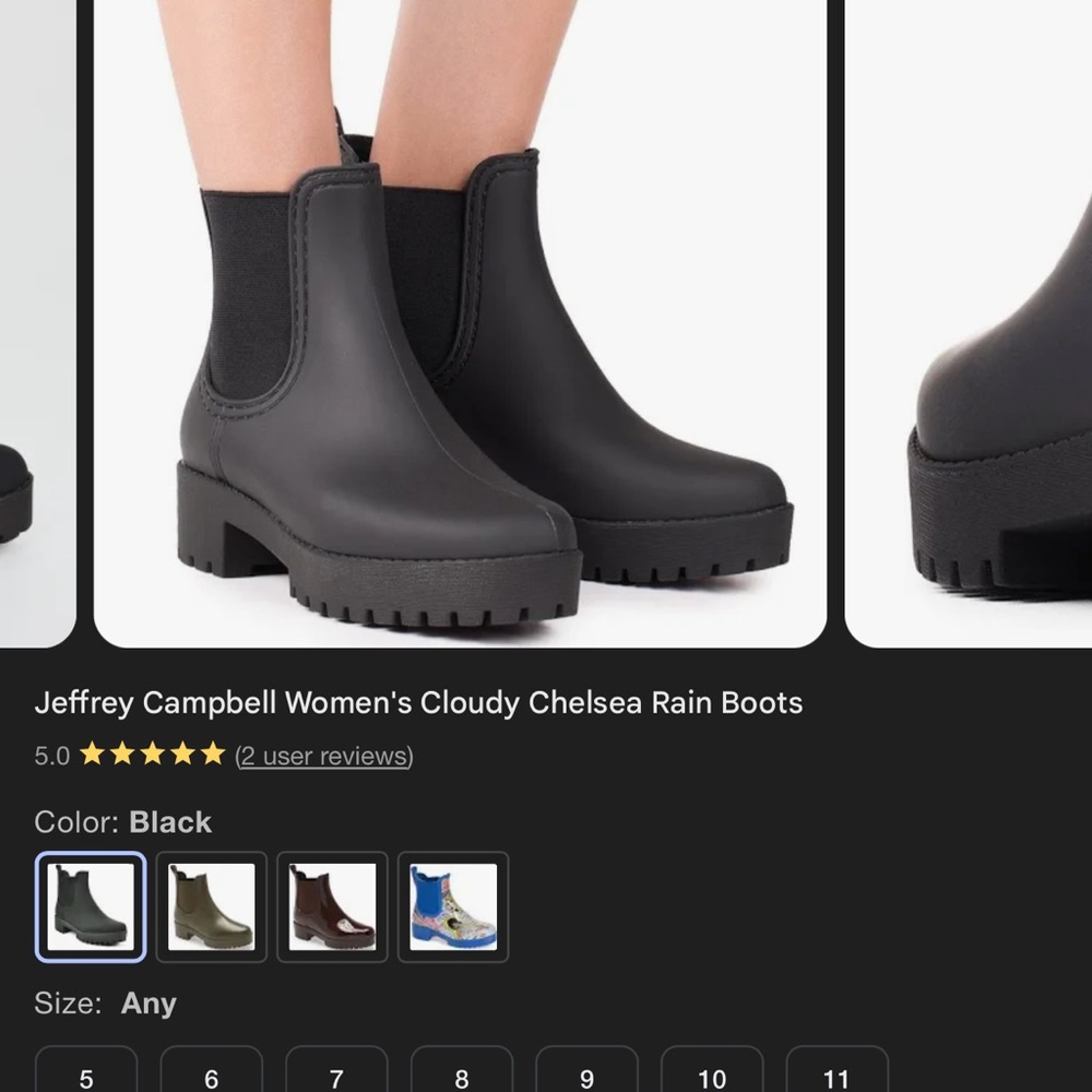 Jeffrey Campbell Women's Black Chelsea Rain Boots